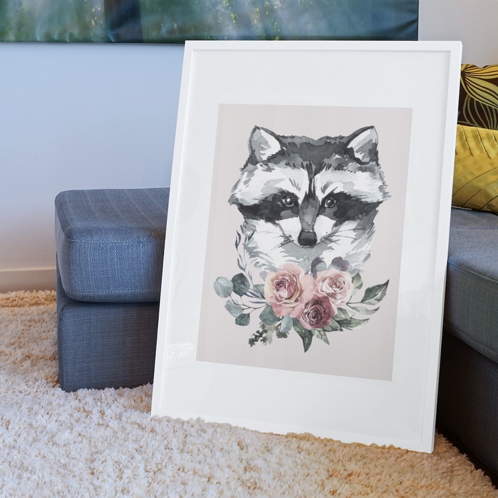 Raccoon Wall Art Watercolor Illustration Print Poster Unframed - Picture 9 of 10